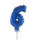Party Planet Folieballon taarttopper 5″ Nr 6 blauw