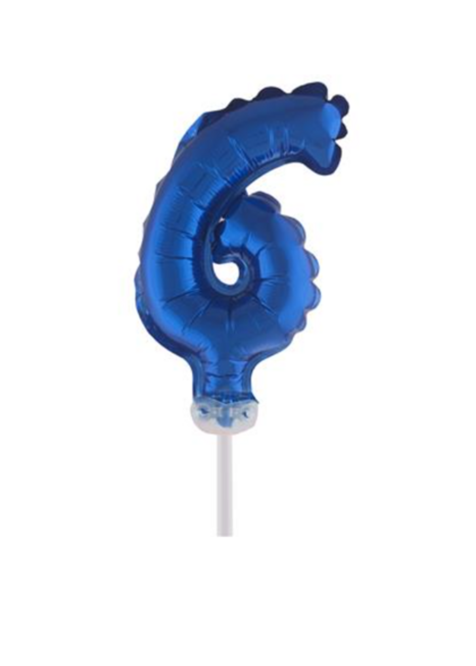 Party Planet Folieballon taarttopper 5″ Nr 6 blauw