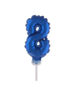 Party Planet Folieballon taarttopper 5″ Nr 8 blauw