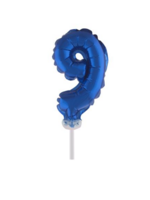 Party Planet Folieballon taarttopper 5″ Nr 9 blauw