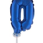 Party Planet Folieballon taarttopper 5″ Nr 0 blauw