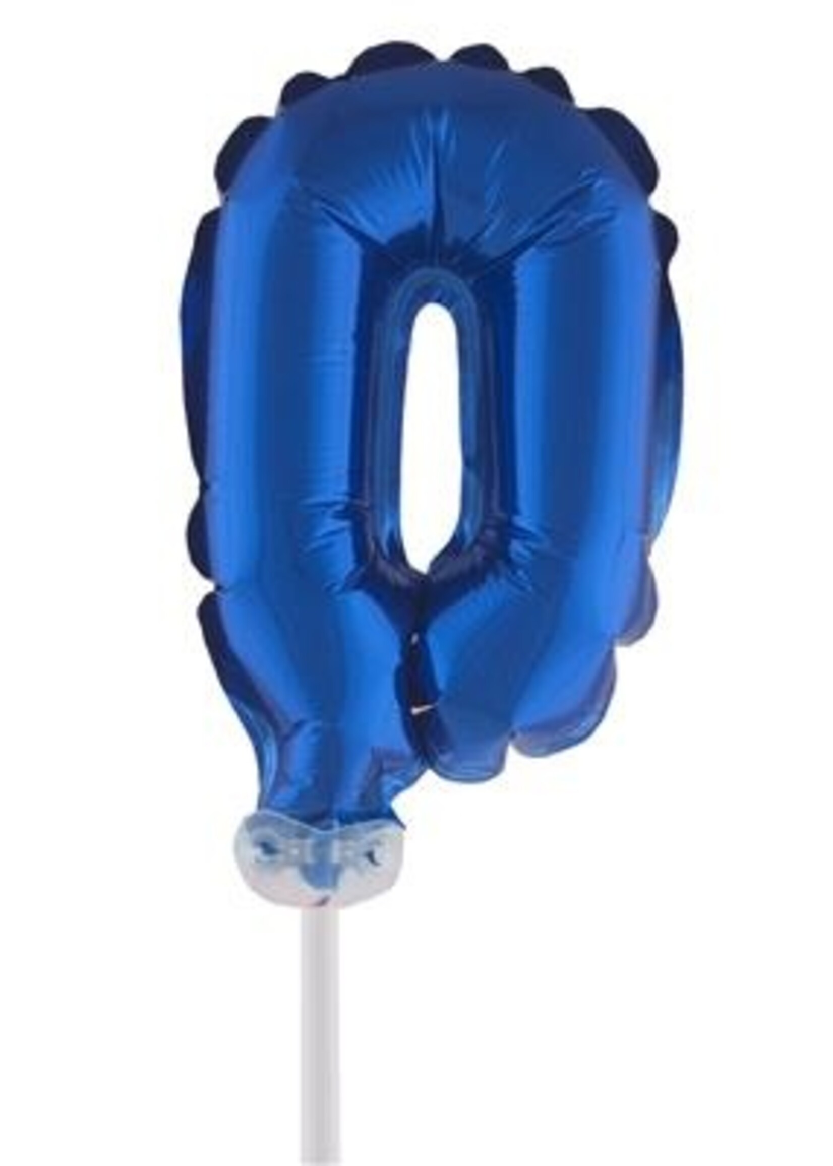 Party Planet Folieballon taarttopper 5″ Nr 0 blauw