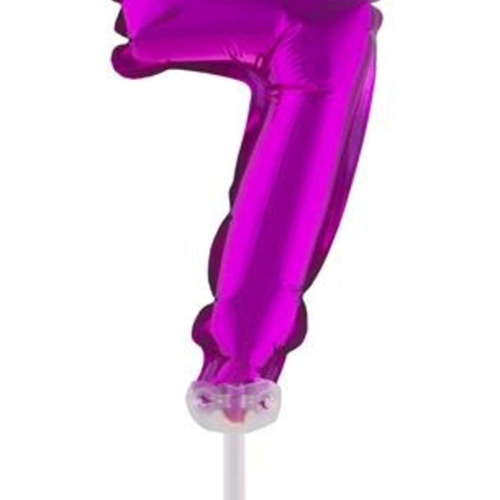 Party Planet Folieballon 5" met stokje cijfer 7 roze