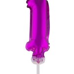 Party Planet Folieballon 5" met stokje cijfer 1 roze