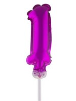 Party Planet Folieballon 5" met stokje cijfer 1 roze