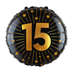 Party Planet Folieballon 18″ - '15' Golden Celebrations