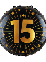 Party Planet Folieballon 18″ - '15' Golden Celebrations