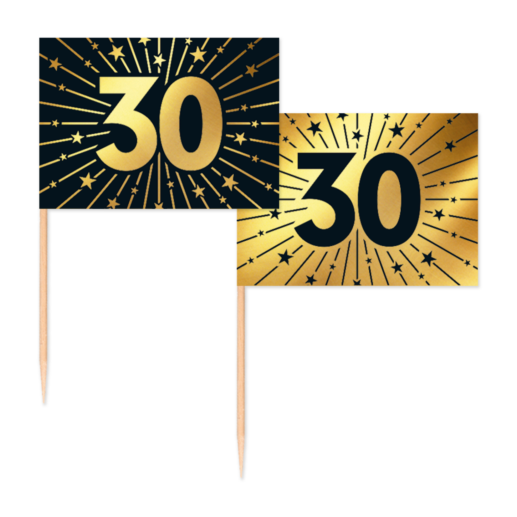 Party Planet 50 vlaggetjes Prikkers ’30’ Golden Celebrations