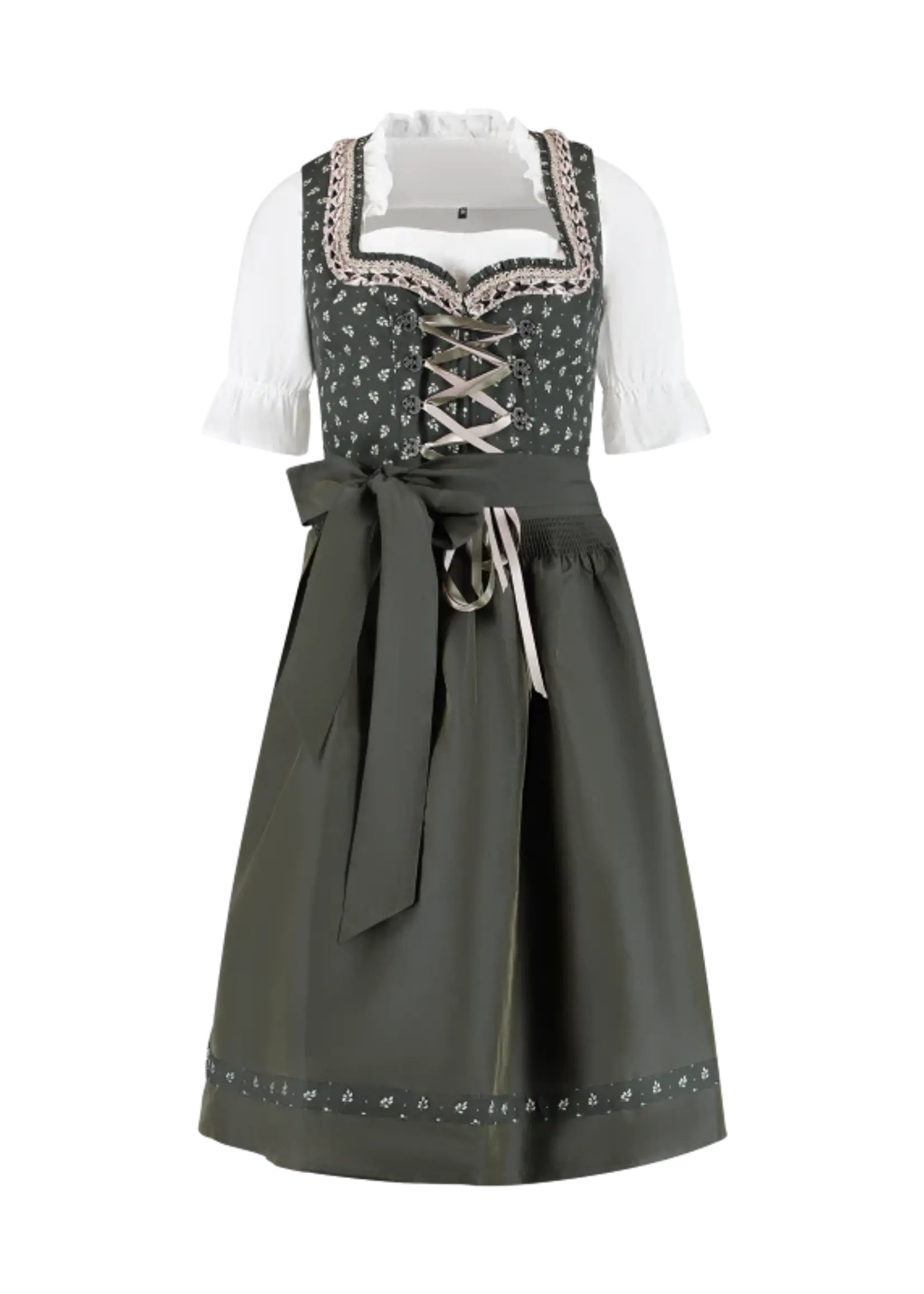 Party Planet Dirndl 3-delig, katoen, bosgroen met bloemen, 65 cm. H-2514
