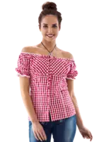 Party Planet Carmenblouse-roodwit-geruit