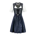 Party Planet Dirndl 2-delig, donkerblauw, kanten schort