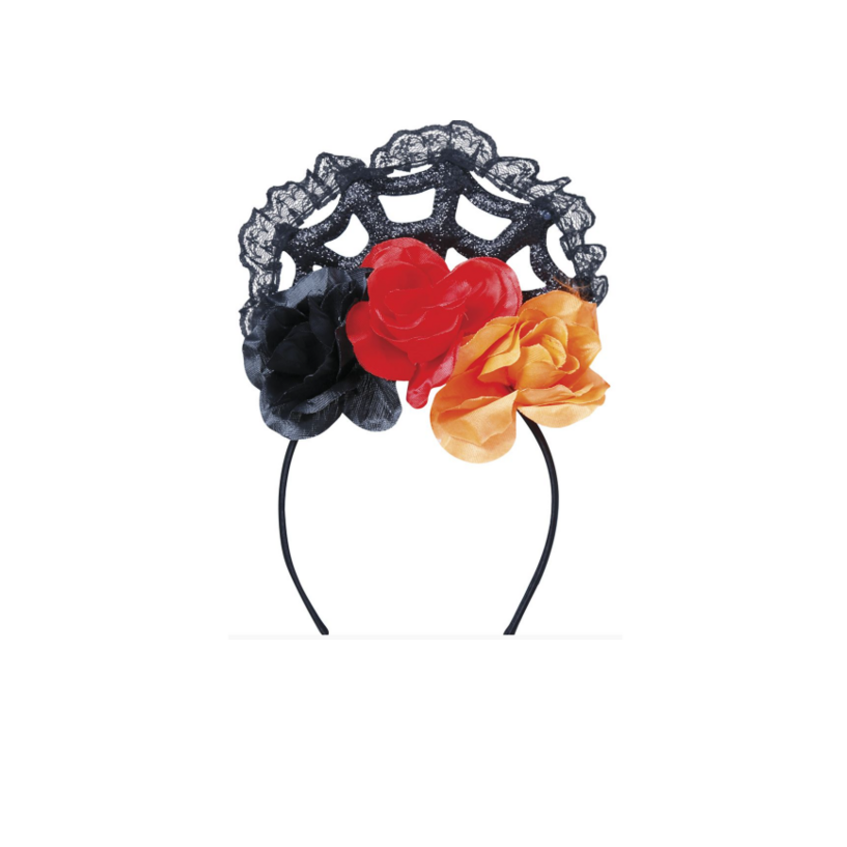 Party Planet Oranje/rode bloemen tiara - 24206