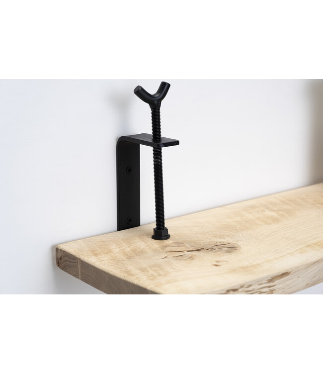 Eiken wandplank 26mm | Massief hout met grote draaiklemmen