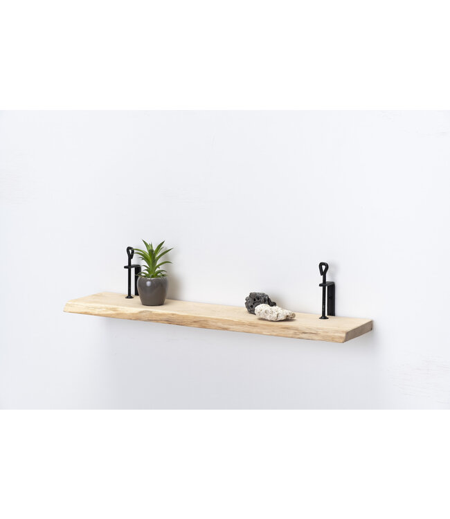 Eiken wandplank 26mm | Massief hout met kleine draaiklemmen