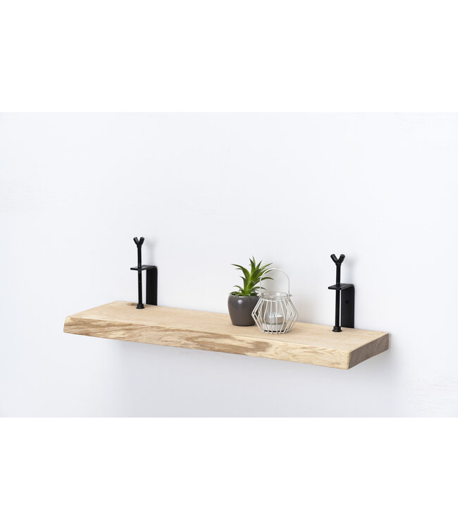 Eiken wandplank 36mm | Massief hout met grote draaiklemmen