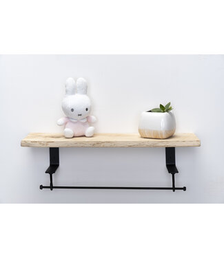 Wolff Houtbewerking Eiken wandplank 26mm | Massief hout | Met stalen beugels & ophangsysteem