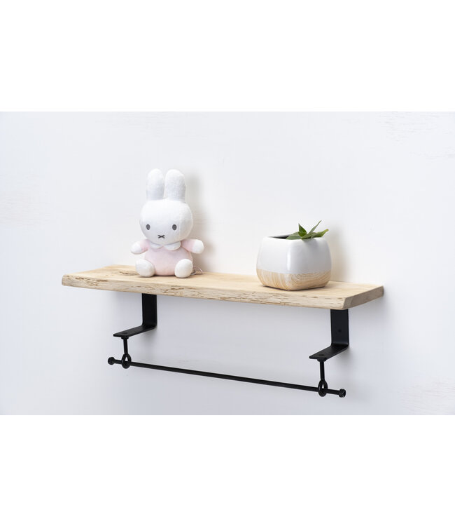 Eiken wandplank 26mm | Massief hout | Met stalen beugels & ophangsysteem