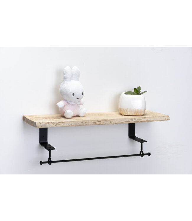 Eiken wandplank 26mm | Massief hout | Met stalen beugels & ophangsysteem