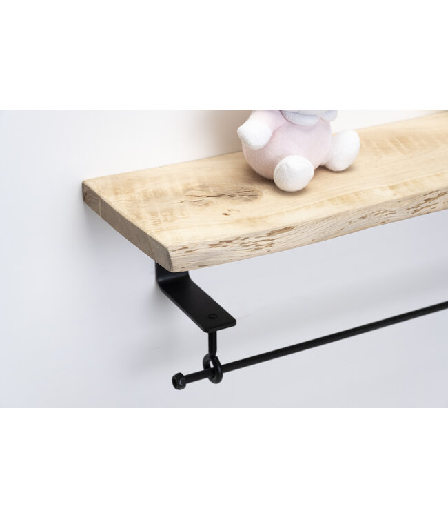 Eiken wandplank 26mm | Massief hout | Met stalen beugels & ophangsysteem