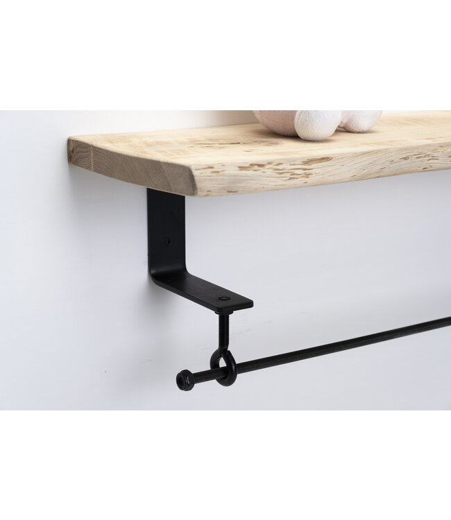 Eiken wandplank 26mm | Massief hout | Met stalen beugels & ophangsysteem