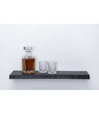 Wolff Houtbewerking Zwart eiken wandplank 36mm geschuurd met blind montage systeem