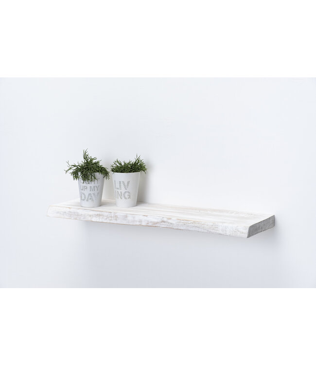 Wit Eiken Wandplank 36 mm | Geschuurd & Zwevend Blind Montage Systeem