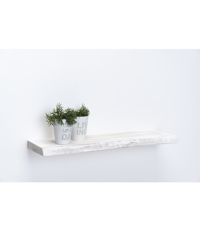 Wit Eiken Wandplank 36 mm | Geschuurd & Zwevend Blind Montage Systeem