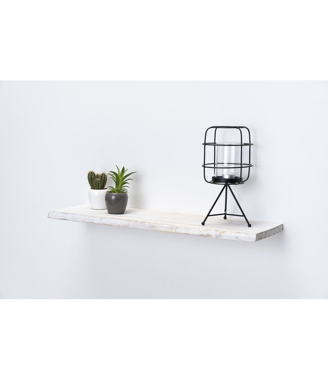 Vintage wit eiken wandplank 26 mm | Geschuurd & met blind montage systeem