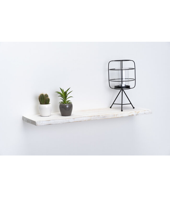 Vintage wit eiken wandplank 26 mm | Geschuurd & met blind montage systeem