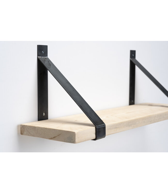 Wandplank steigerhout nieuw 3 cm | Met stalen beugels