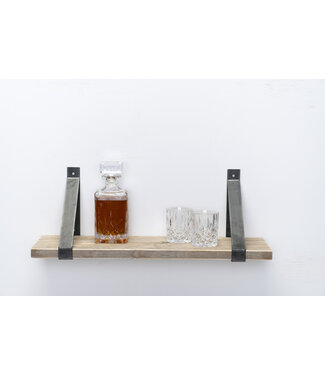 Wolff Houtbewerking Wandplank steigerhout oud 3 cm | Met stalen beugels