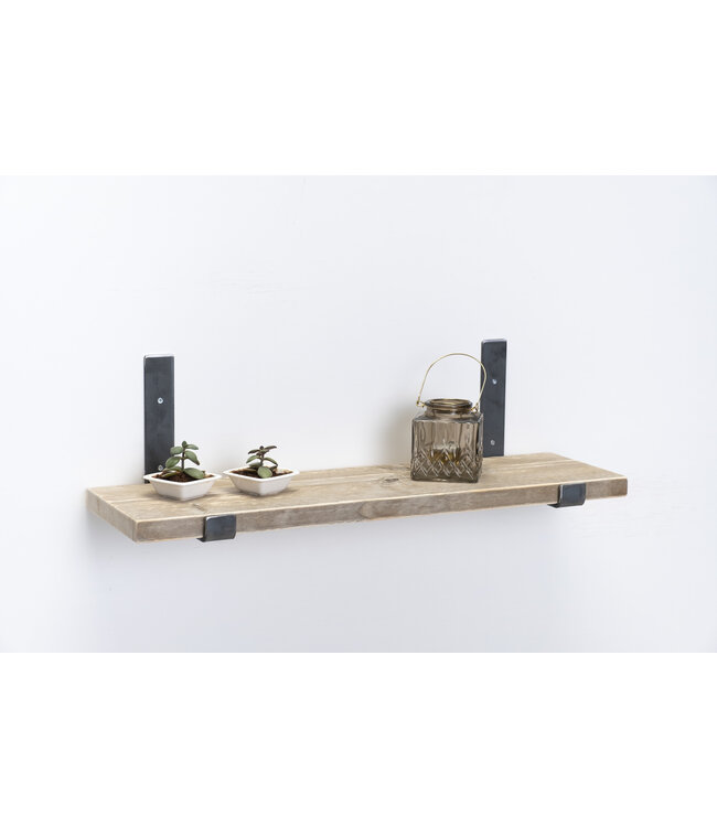 Wandplank steigerhout oud 3 cm | Met open stalen beugels