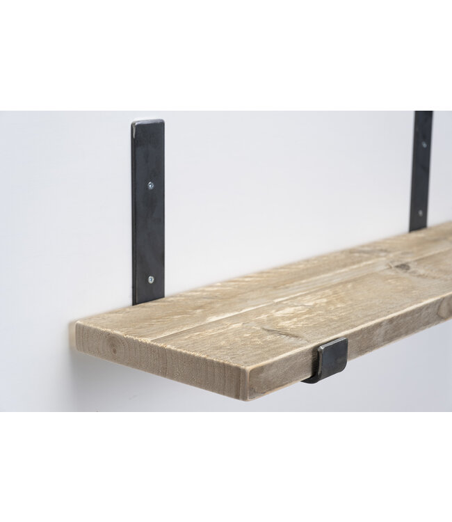 Wandplank steigerhout oud 3 cm | Met open stalen beugels