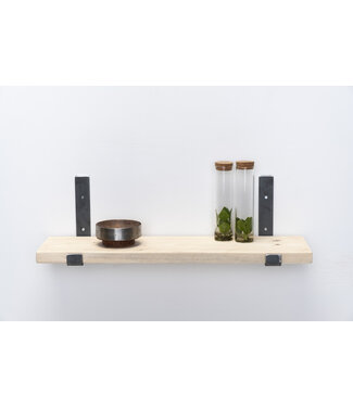 Wolff Houtbewerking Wandplank steigerhout nieuw 3 cm | Met open stalen beugels