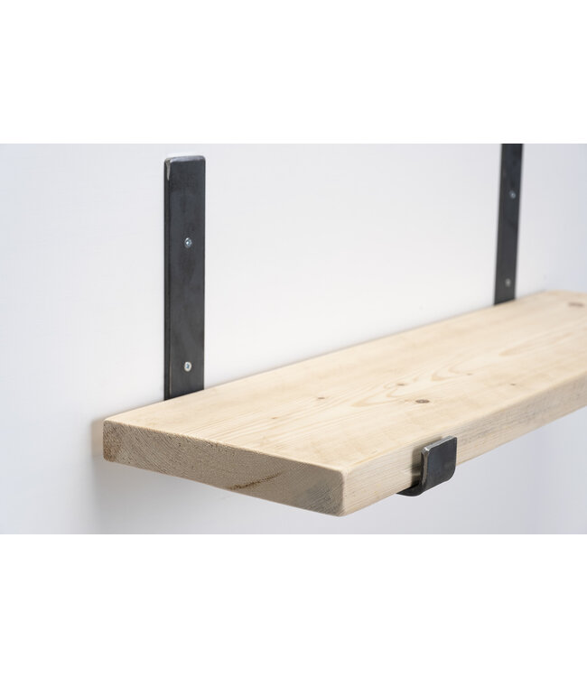 Wandplank steigerhout nieuw 3 cm | Met open stalen beugels