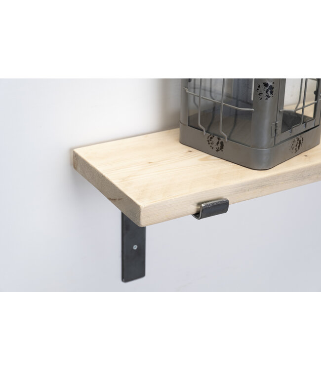 Wandplank steigerhout nieuw 3 cm | Met open stalen beugels II