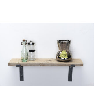 Wolff Houtbewerking Wandplank steigerhout oud 3 cm | Met open stalen beugels II