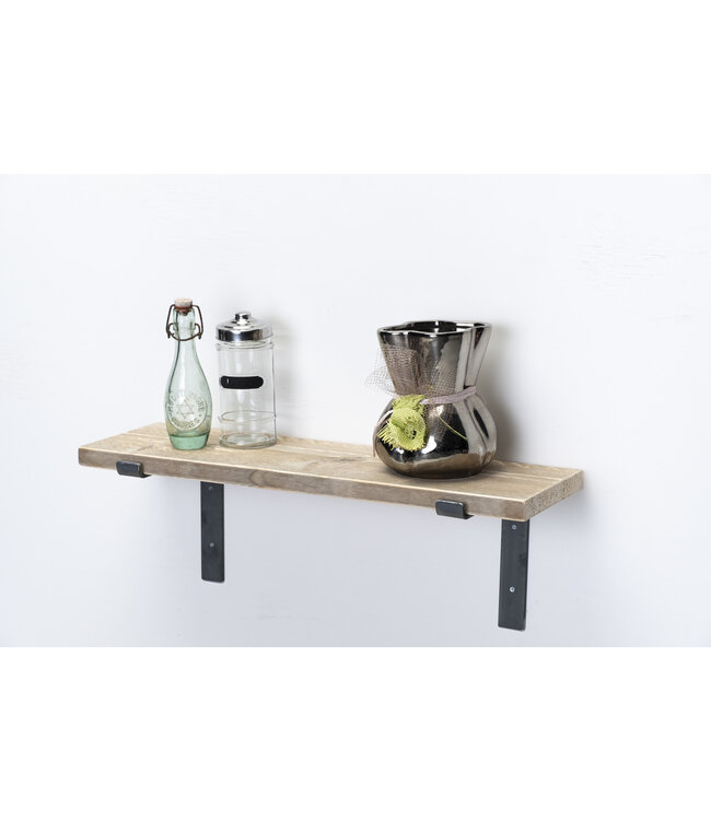 Wandplank steigerhout oud 3 cm | Met open stalen beugels II