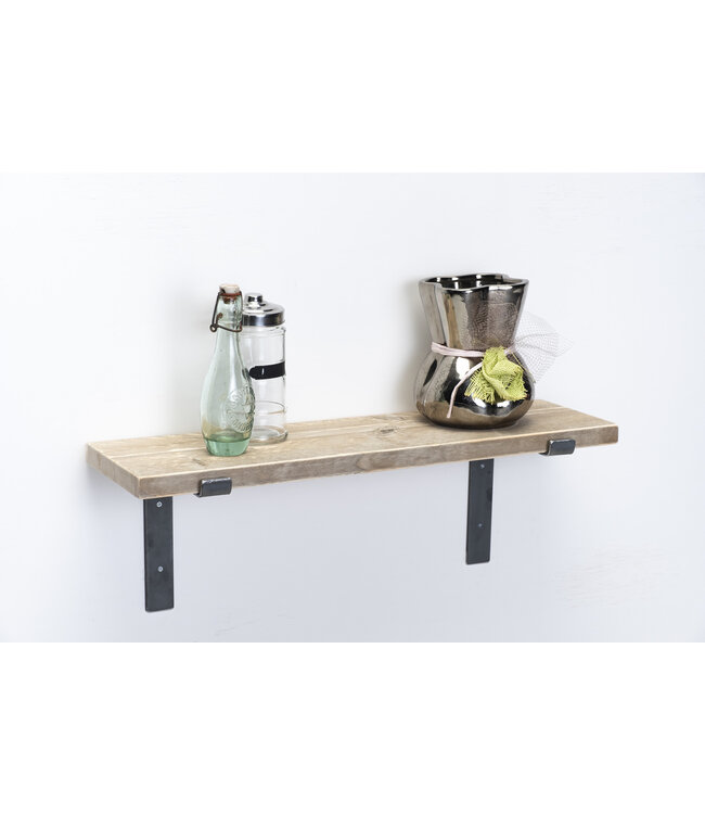Wandplank steigerhout oud 3 cm | Met open stalen beugels II
