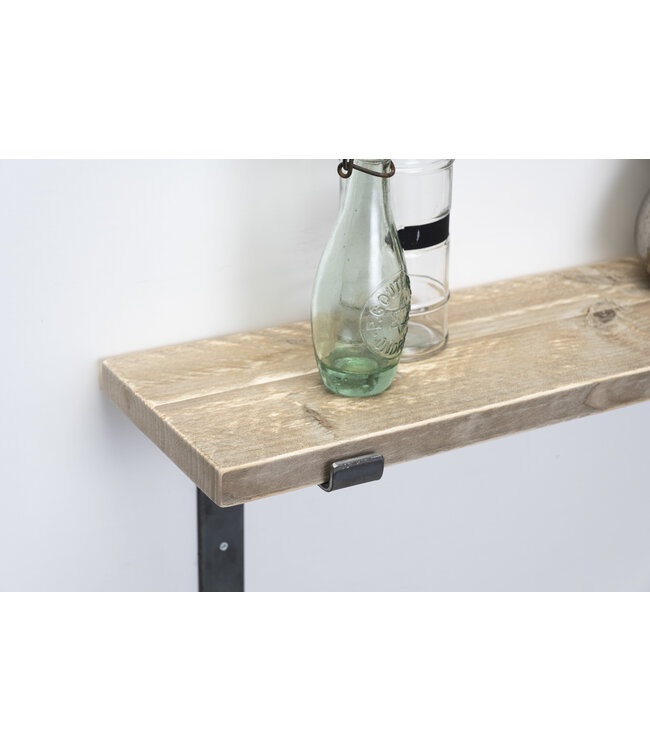 Wandplank steigerhout oud 3 cm | Met open stalen beugels II