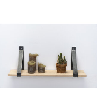 Wolff Houtbewerking Eiken Wandplank 2 cm | Massief Hout met Stalen Beugels | Industrieel & Stoer