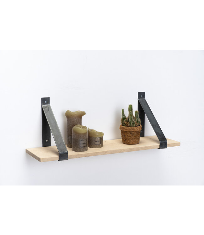 Eiken Wandplank 2 cm | Massief Hout met Stalen Beugels | Industrieel & Stoer