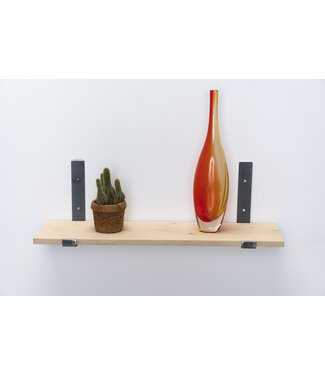 Wolff Houtbewerking Eiken wandplank 2 cm dik | Met open stalen beugels