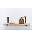 Eiken wandplank 3 cm dik | Met open stalen beugels