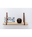 Eiken wandplank 3 cm dik | Met bruine leren plankdragers