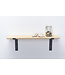 Eiken wandplank 2 cm dik | Met open stalen beugels II