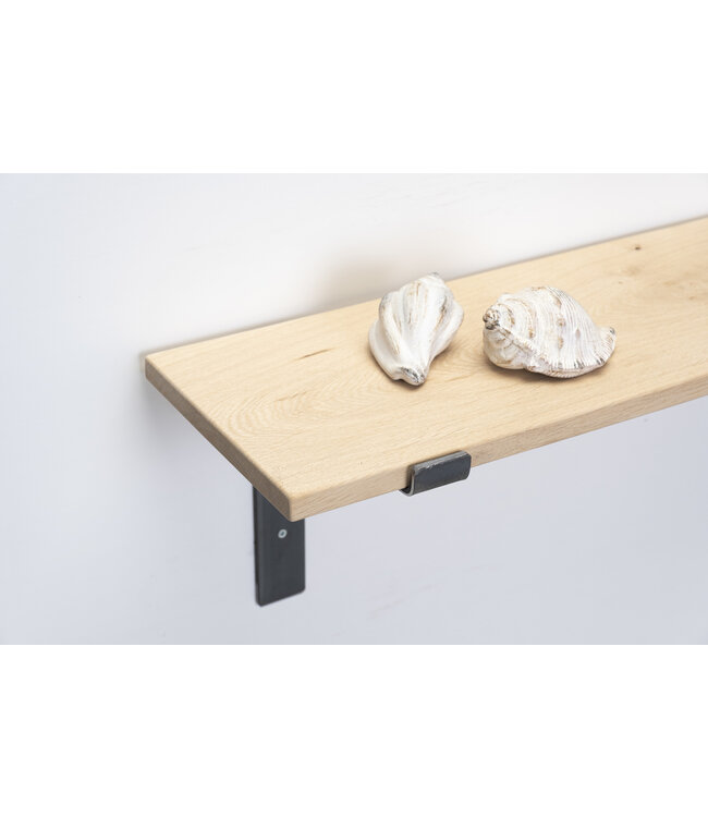 Eiken wandplank 2 cm dik | Met open stalen beugels II
