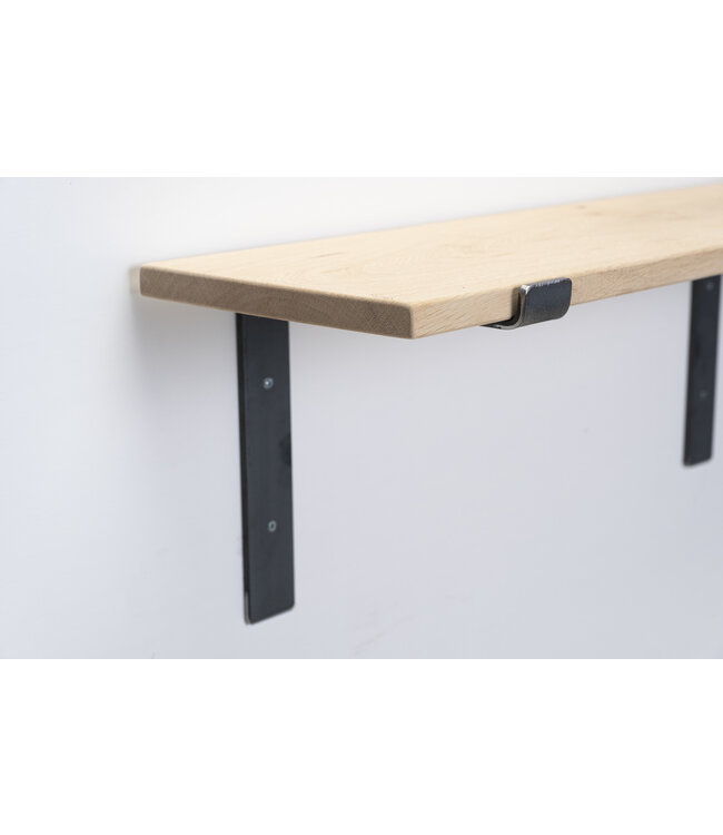 Eiken wandplank 2 cm dik | Met open stalen beugels II