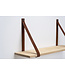 Eiken wandplank 2 cm dik | Met bruine leren plankdragers