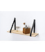 Eiken wandplank 2 cm dik | Met zwarte leren plankdragers